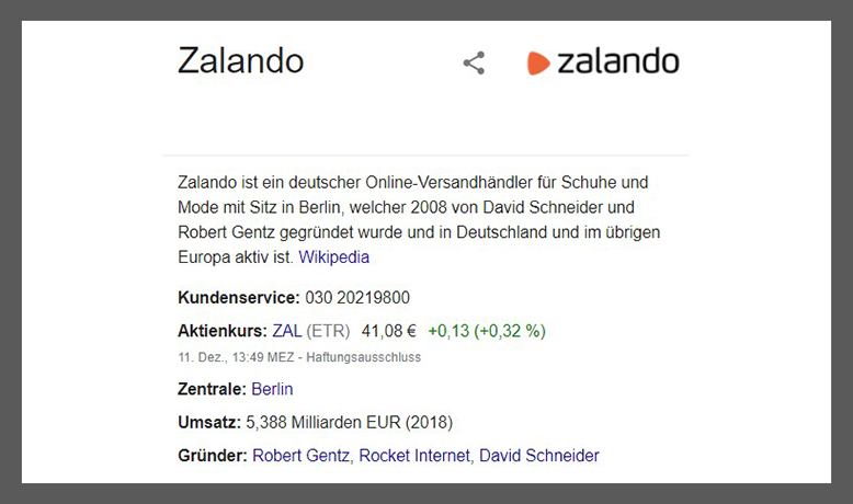 Unternehmensdaten von Zalando