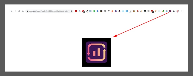 Browserfenster mit einem hervorgehobenen Icon für die 'Keyword Surfer' Browsererweiterung.