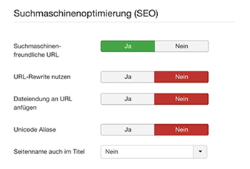 SEO-Einstellung der URL im Backend von Joomla