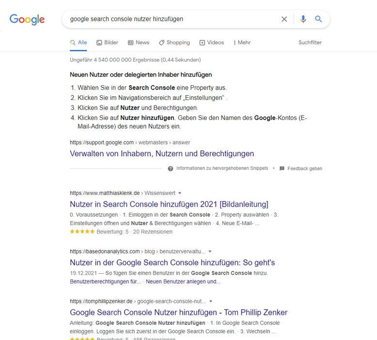 google suchergebnisseite