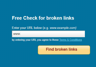 nutzeroberfläche des broken link checkers