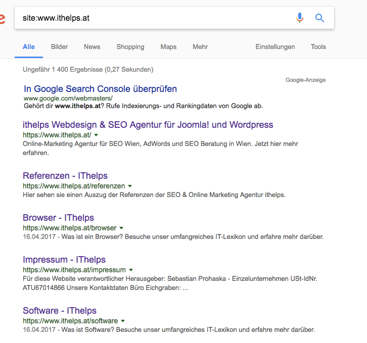 Google-Suchergebnisse für site:ithelps.at