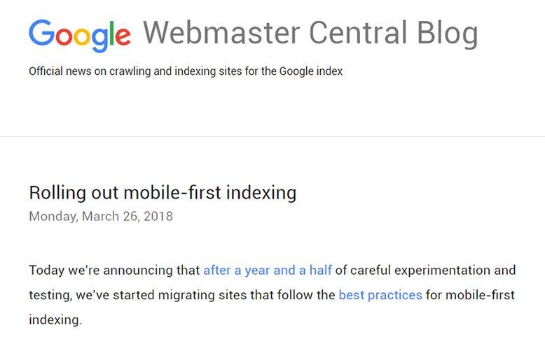 google mobile first update