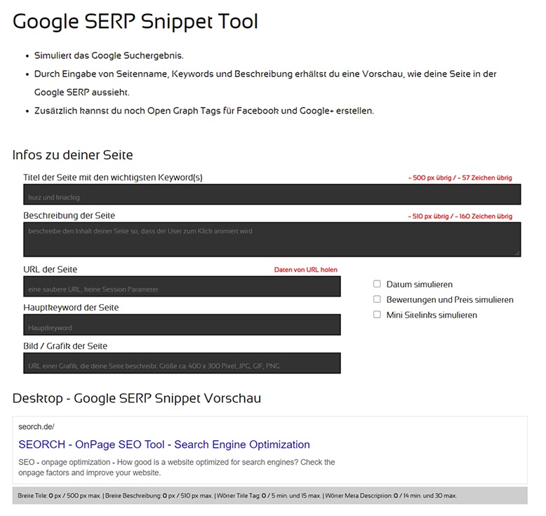 serp snippet tool seorch