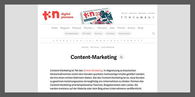 content marketing blogs t3n