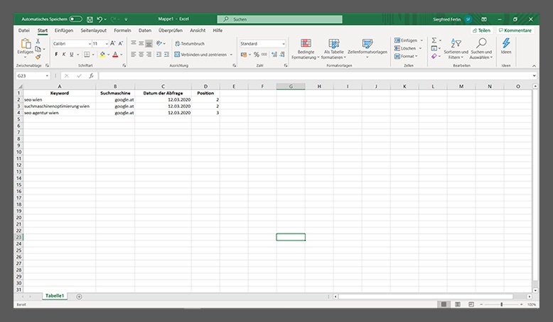 ranking check excel liste