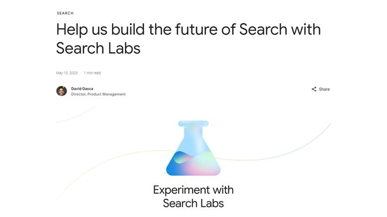 Webseite von Google Search Labs