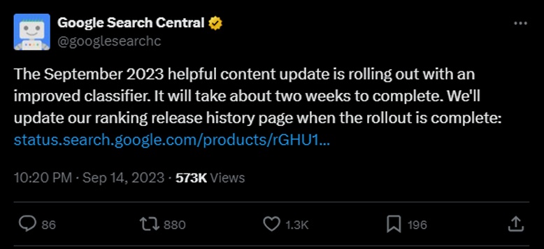 announcement helpful content update